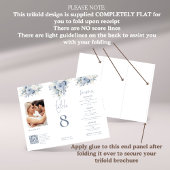 Blauwe Bloemen Foto QR Trifold Trouwmenu Tafel Nee