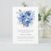 Blauwe bloemen Foto Sympathie Begrafenismonument Bedankkaart (Staand voorkant)