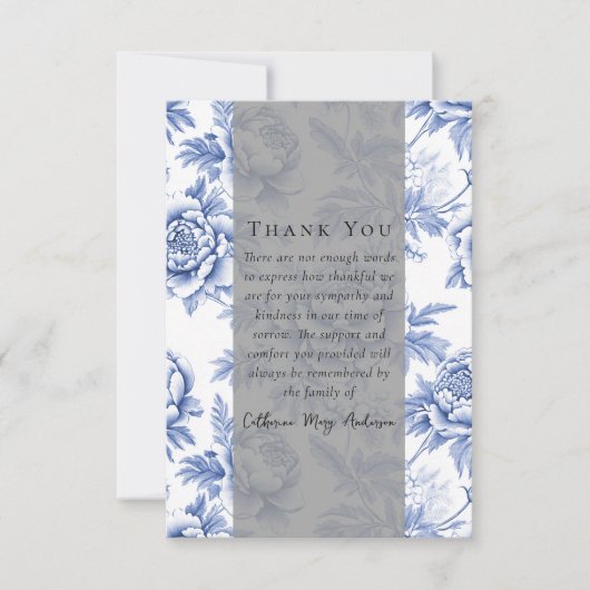 Blauwe Bloemen Foto Sympathy Funeral Memorial Bedankkaart (Voorkant)