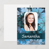 Blauwe bloemen foto template briefkaart (Voorkant / Achterkant)