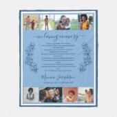 Blauwe Bloemen Fotocollage Psalm Memorial Fleece Deken (Voorkant)