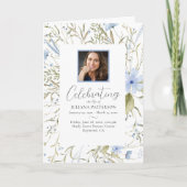 Blauwe Bloemen Foto's Viering van het leven Begraf Programma (Voorkant)