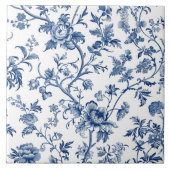 Blauwe Bloemen Franse  Kunst Tegeltje (Voorkant)