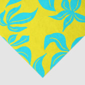 Blauwe Bloemen Geïllustreerd Patroon Tissuepapier (Detail)