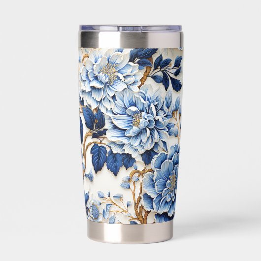 Blauwe bloemen geïsoleerde drinkbeker (Achterkant)