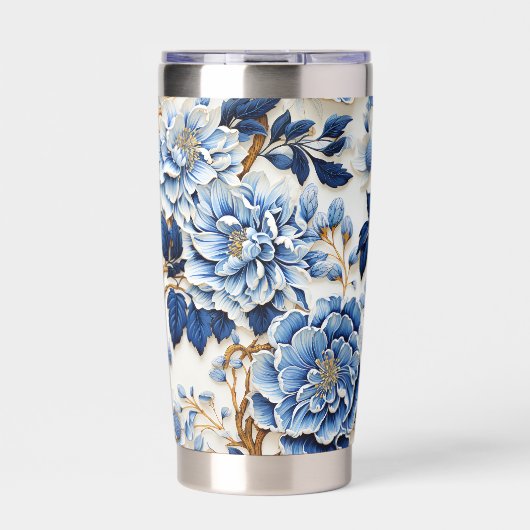 Blauwe bloemen geïsoleerde drinkbeker (Voorkant)