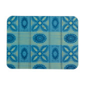 Blauwe bloemen gele strepen  kunst Patroon Magneet (Horizontaal)