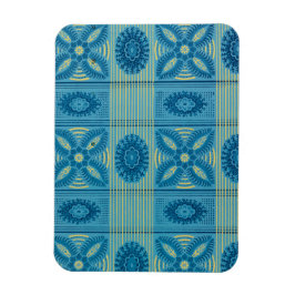 Blauwe bloemen gele strepen  kunst Patroon Magneet