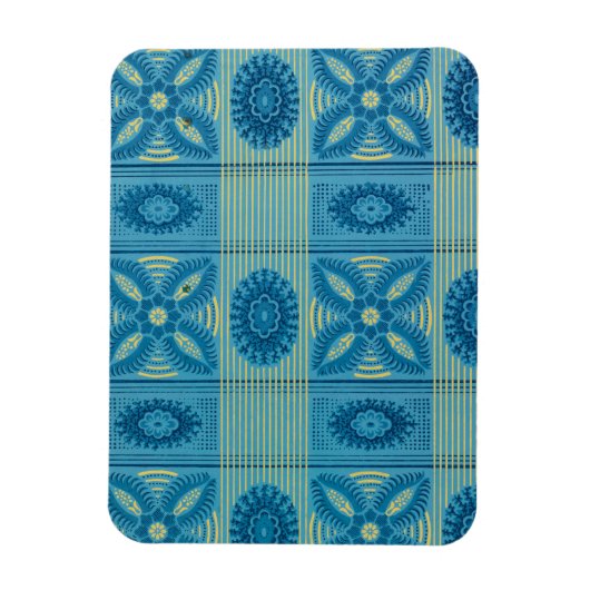 Blauwe bloemen gele strepen  kunst Patroon Magneet (Verticaal)