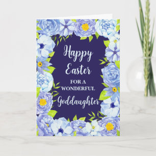 Blauwe Bloemen Gelukkige Paasdochter Feestdagen Kaart