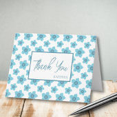 Blauwe bloemen gepersonaliseerd Dank u Notitiekaartje