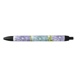 Blauwe bloemen Gerbera Daisy Zwarte Inkt Pen