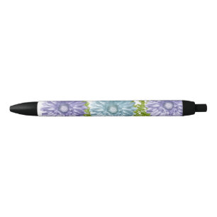 Blauwe bloemen Gerbera Daisy Zwarte Inkt Pen