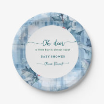 Blauwe bloemen Gingham oh hert baby shower