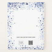 Blauwe bloemen glitter naam wit planner (Achterkant)