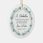 Blauwe bloemen Godmother doop doop Keramisch Ornament (Rechts)