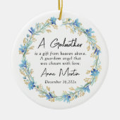 Blauwe bloemen Godmother doop doop Keramisch Ornament (Voorkant)