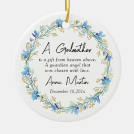 Blauwe bloemen Godmother doop doop Keramisch Ornament