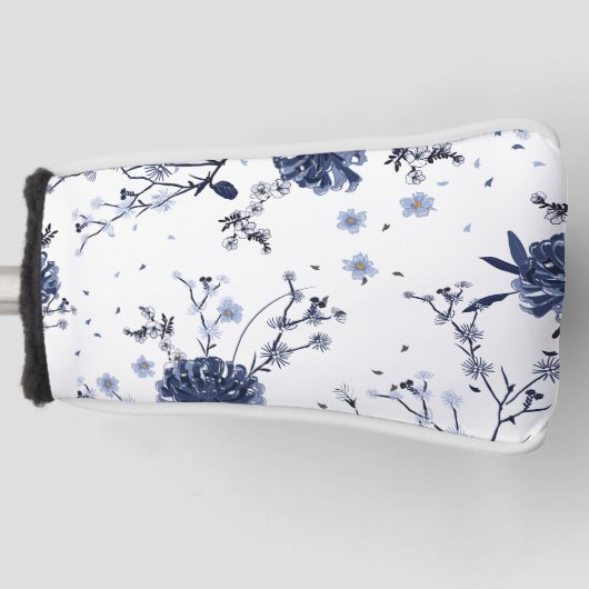 Blauwe bloemen golfheadcover (Voorkant)