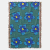 Blauwe bloemen gooien deken (Voorkant Verticaal)