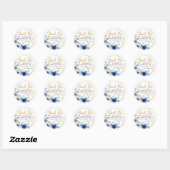 Blauwe Bloemen & Goud Classic RondeSticker Classic Ronde Sticker (Vel)