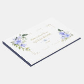 Blauwe Bloemen Goud Glitter Lijst Bruiloft Gastenboek (Hoek)