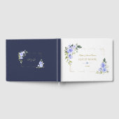 Blauwe Bloemen Goud Glitter Lijst Bruiloft Gastenboek (Volledig)
