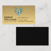 Blauwe bloemen | Goud metaal Visitekaartje (Voorkant / Achterkant)