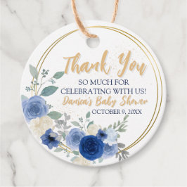 Blauwe Bloemen & Gouden Favoriet Tag Bedankjes Labels