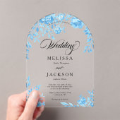 Blauwe Bloemen Grens bruiloft uitnodiging (Insitu (Draagbaar))