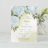 blauwe bloemen grienerfeest kaart (Staand voorkant)