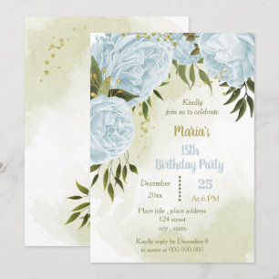 blauwe bloemen grienerfeest kaart