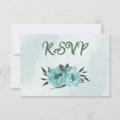 blauwe bloemen grienermeel keuze RSVP kaartje (Achterkant)