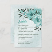 blauwe bloemen grienery bruiloft omheiningskaart informatiekaartje (Voorkant / Achterkant)