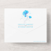 Blauwe bloemen grijs golvend aquarel op maat gemaa all in one uitnodiging (Achterkant)