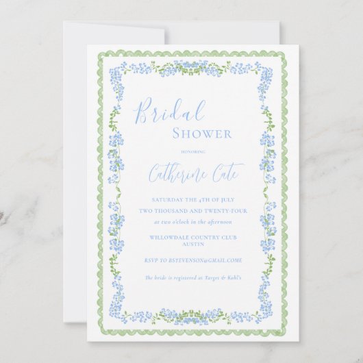 Blauwe bloemen grillig Vrijgezellenfeest Kaart (Voorkant)