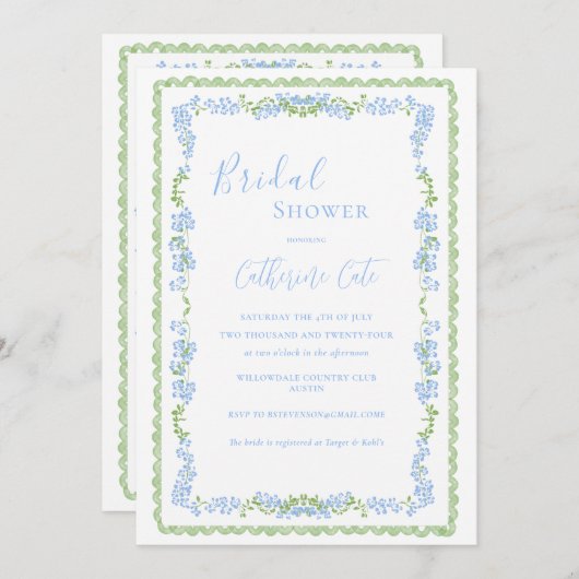 Blauwe bloemen grillig Vrijgezellenfeest Kaart (Voorkant / Achterkant)