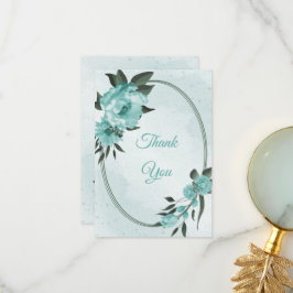 Blauwe bloemen groen botanisch bedankkaart