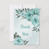 Blauwe bloemen groen botanisch bedankkaart (Voorkant)