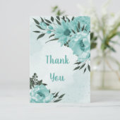 Blauwe bloemen groen botanisch bedankkaart (Staand voorkant)