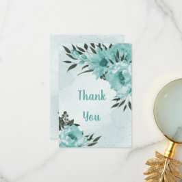 Blauwe bloemen groen botanisch bedankkaart