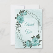 Blauwe bloemen groen botanisch bedankkaart (Voorkant)