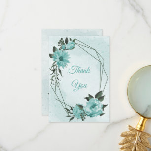 Blauwe bloemen groen botanisch bedankkaart