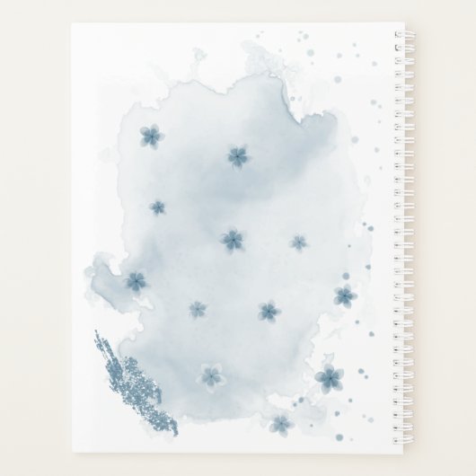  blauwe bloemen groen bruiloft planner (Achterkant)