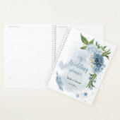 blauwe bloemen groen bruiloft planner (Display)