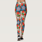 blauwe bloemen groen rood leggings (Achterkant)