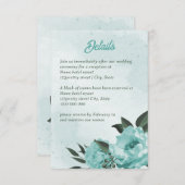 blauwe bloemen groen wedding informatiekaartje (Voorkant / Achterkant)