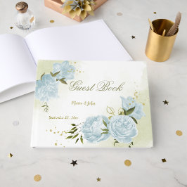  blauwe bloemen groene bladeren botanische gastenboek