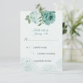  blauwe bloemen groene bladeren botanische RSVP ca Kaartje