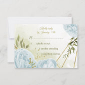  blauwe bloemen groene bladeren botanische RSVP kaartje (Voorkant)
